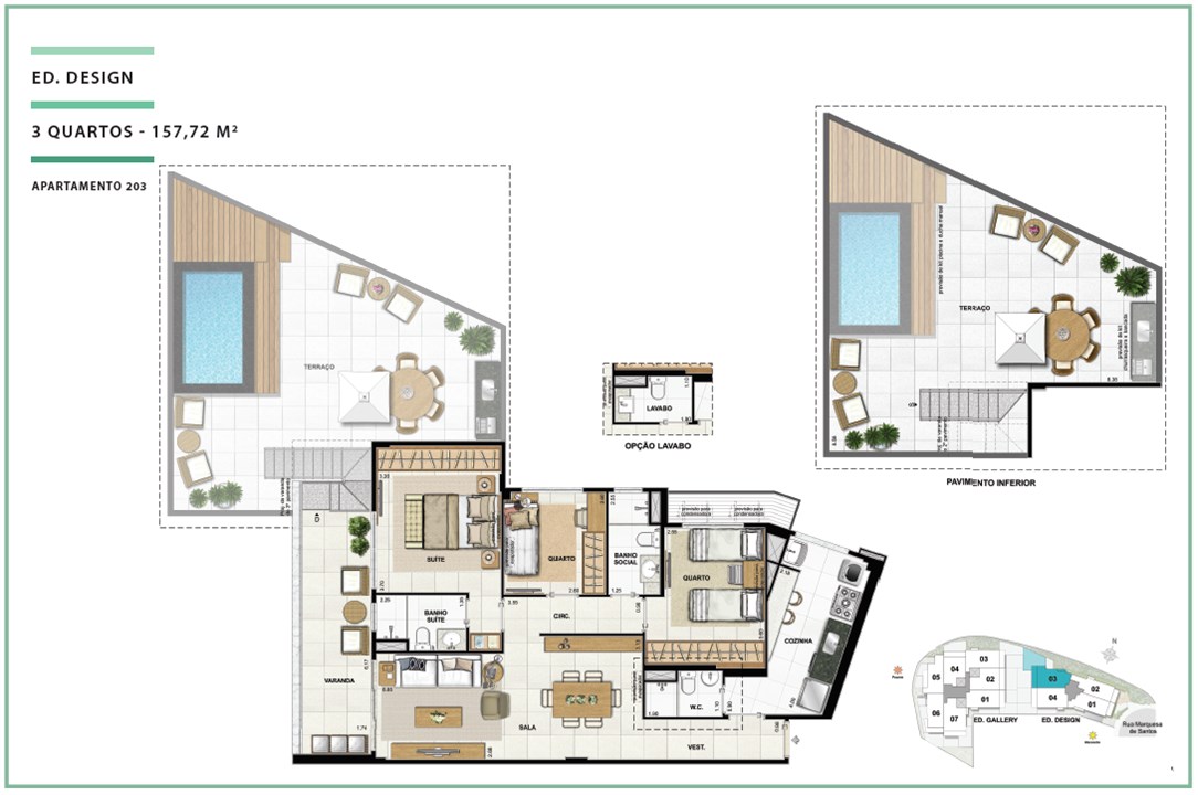 Terraces Ed. Design 03 quartos | 157,72m² | Open Gallery & Design – Laranjeiras - Rio de Janeiro - Rio de Janeiro Terraces Ed. Design 03 quartos | 157,72m² | Open Gallery & Design – Apartamento em Laranjeiras - Rio de Janeiro - Rio de Janeiro
